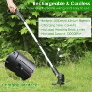 Electric Cordless Grass Trimmer Rechargeable Grass String Trimmer Garden Weed Cutter Lawn Mower 2A Battery With 5 Blades - Image 4