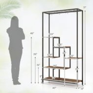 6-Tier Tall Plant Stand 71 Inch Metal Indoor Plant Shelf With 10 Hanging Hooks - Image 3