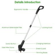Electric Cordless Grass Trimmer Rechargeable Grass String Trimmer Garden Weed Cutter Lawn Mower 2A Battery With 5 Blades - Image 2