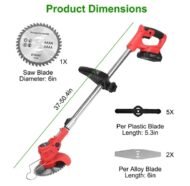 Electric Cordless Grass Trimmer Rechargeable Lawn Mower Weed Cutter With Alloy Saw Blade 2 Alloy - Image 3