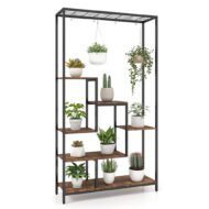 6-Tier Tall Plant Stand 71 Inch Metal Indoor Plant Shelf With 10 Hanging Hooks - Image 8