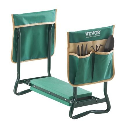 Garden Kneeler And Seat, 6 In Wide Kneeling Pad, Heavy Duty Garden Kneeling Stool, Folding Garden Seat With 2 Tool Bags, Relieve Knee & Back Pain, Portable Garden Bench For Women Grandparents