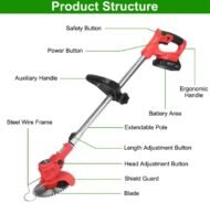 Electric Cordless Grass Trimmer Rechargeable Lawn Mower Weed Cutter With Alloy Saw Blade 2 Alloy - Image 2