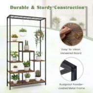 6-Tier Tall Plant Stand 71 Inch Metal Indoor Plant Shelf With 10 Hanging Hooks - Image 7