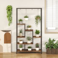 6-Tier Tall Plant Stand 71 Inch Metal Indoor Plant Shelf With 10 Hanging Hooks - Image 4